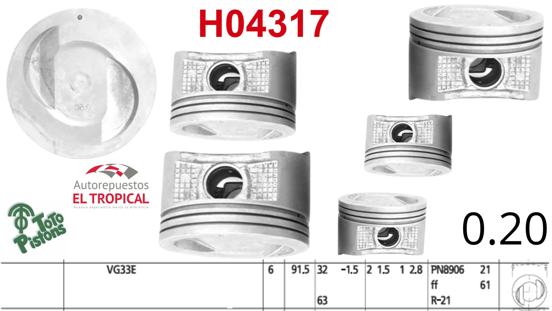 PISTONES 020 VG33E SOHC 96-97 C/SEG.