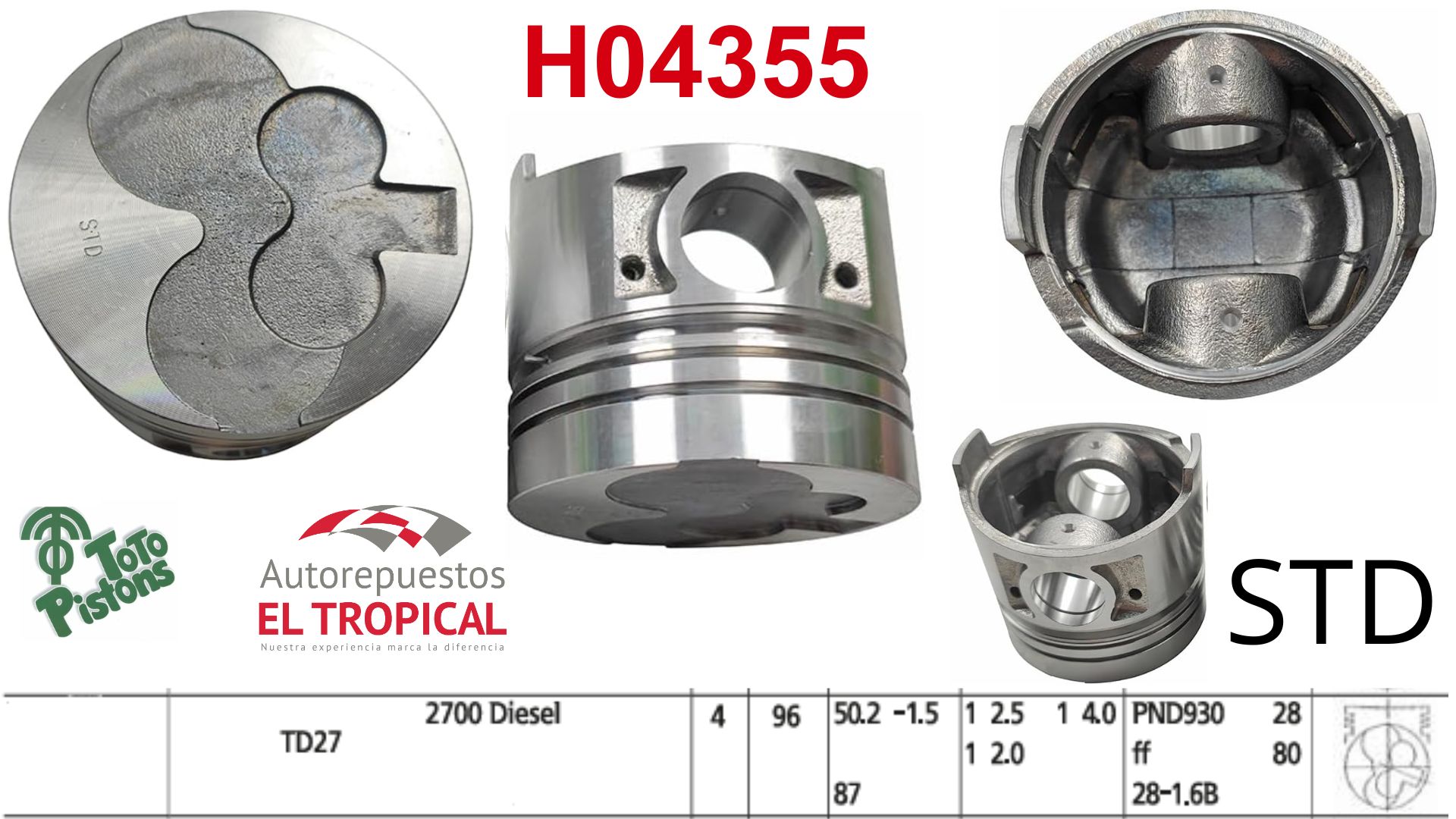 PISTONES STD TD27 2663cc - TD42 S/TURBO