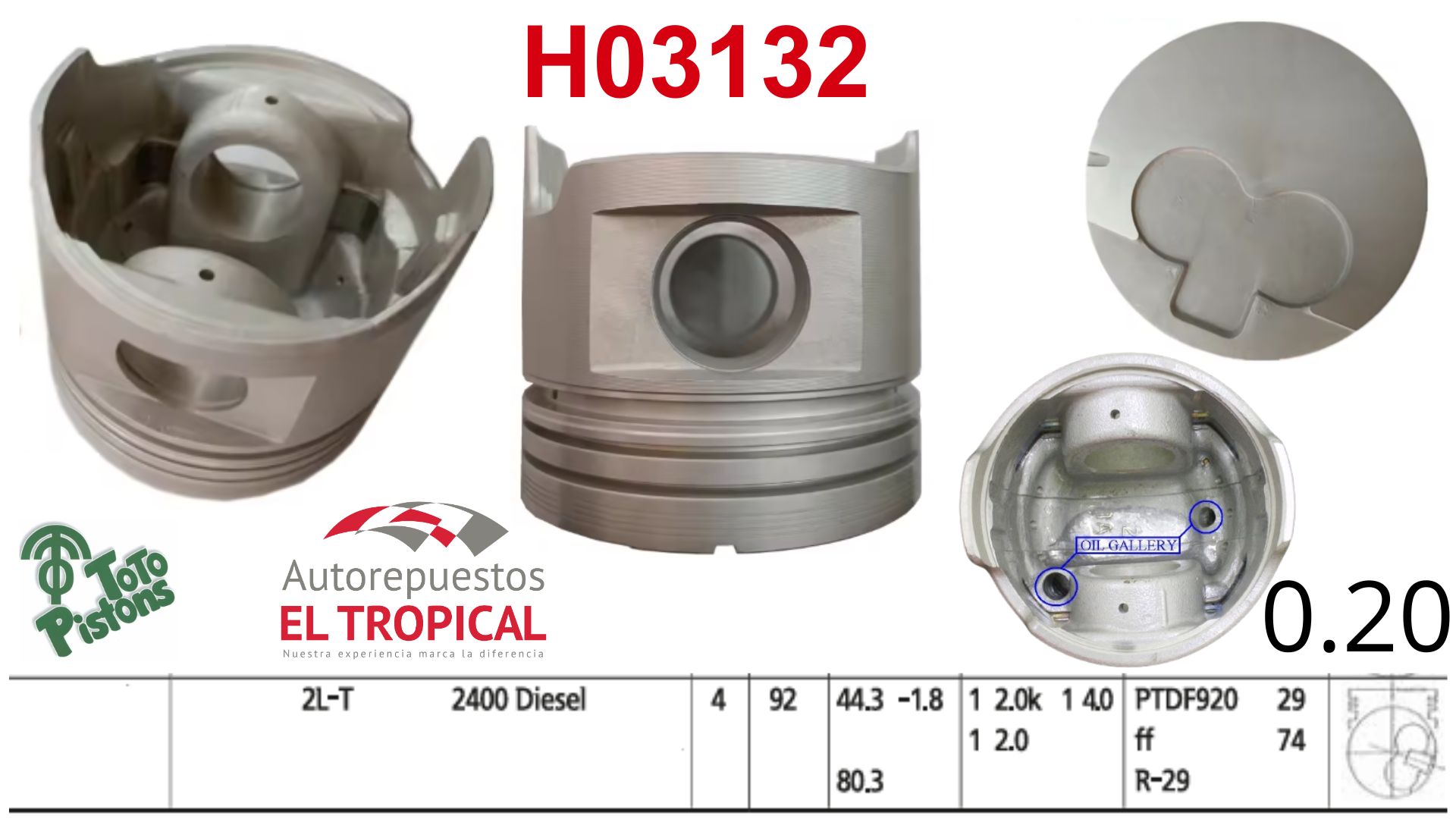 PISTONES 020 2L-T 80.3 ALTO PIN 29mm
