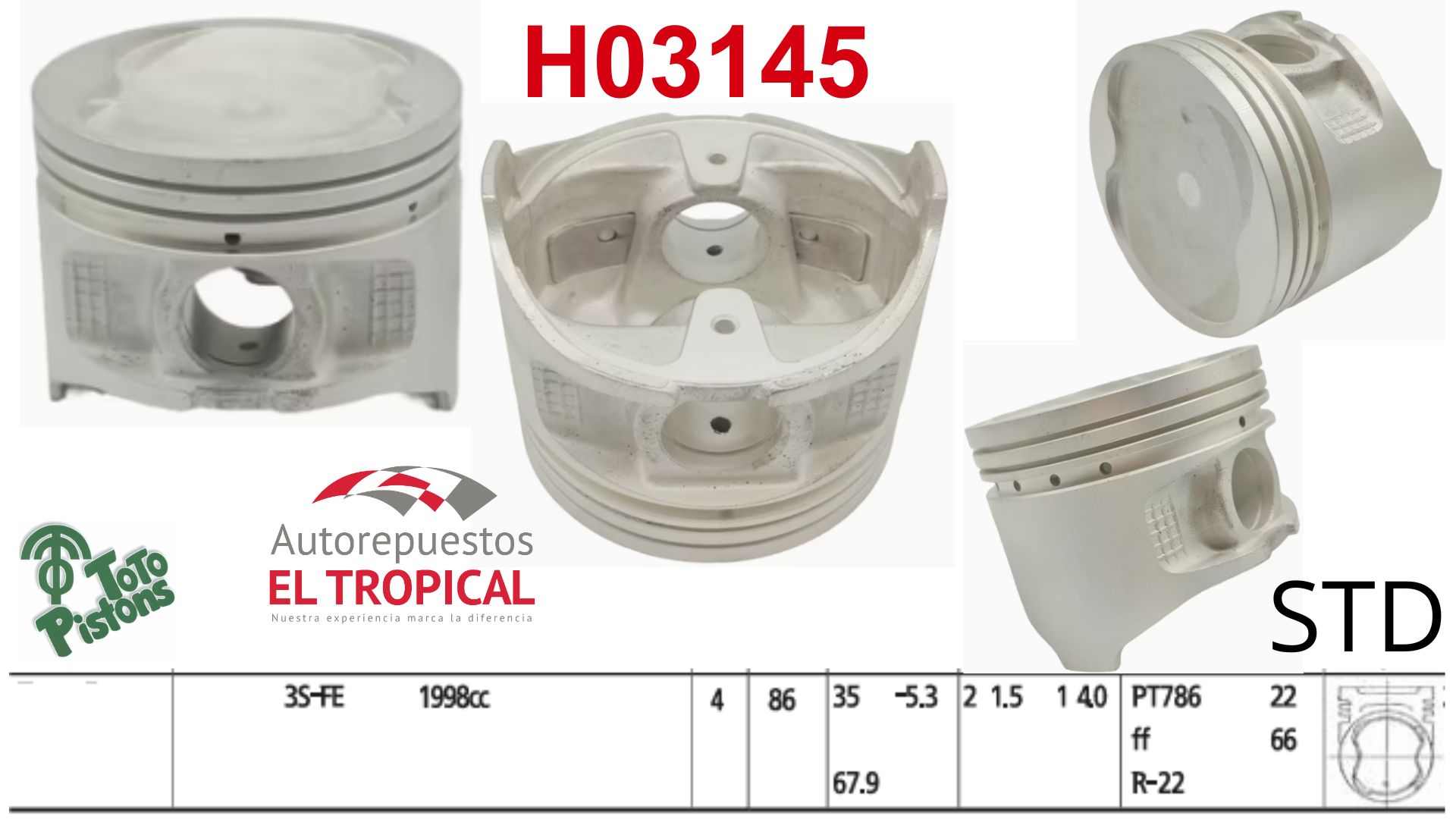 PISTONES STD 3S RAV4 // ALT 67.90