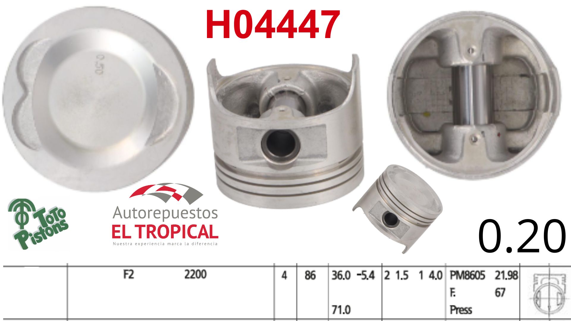 PISTONES 020 F2 B2200 SOHC 87-