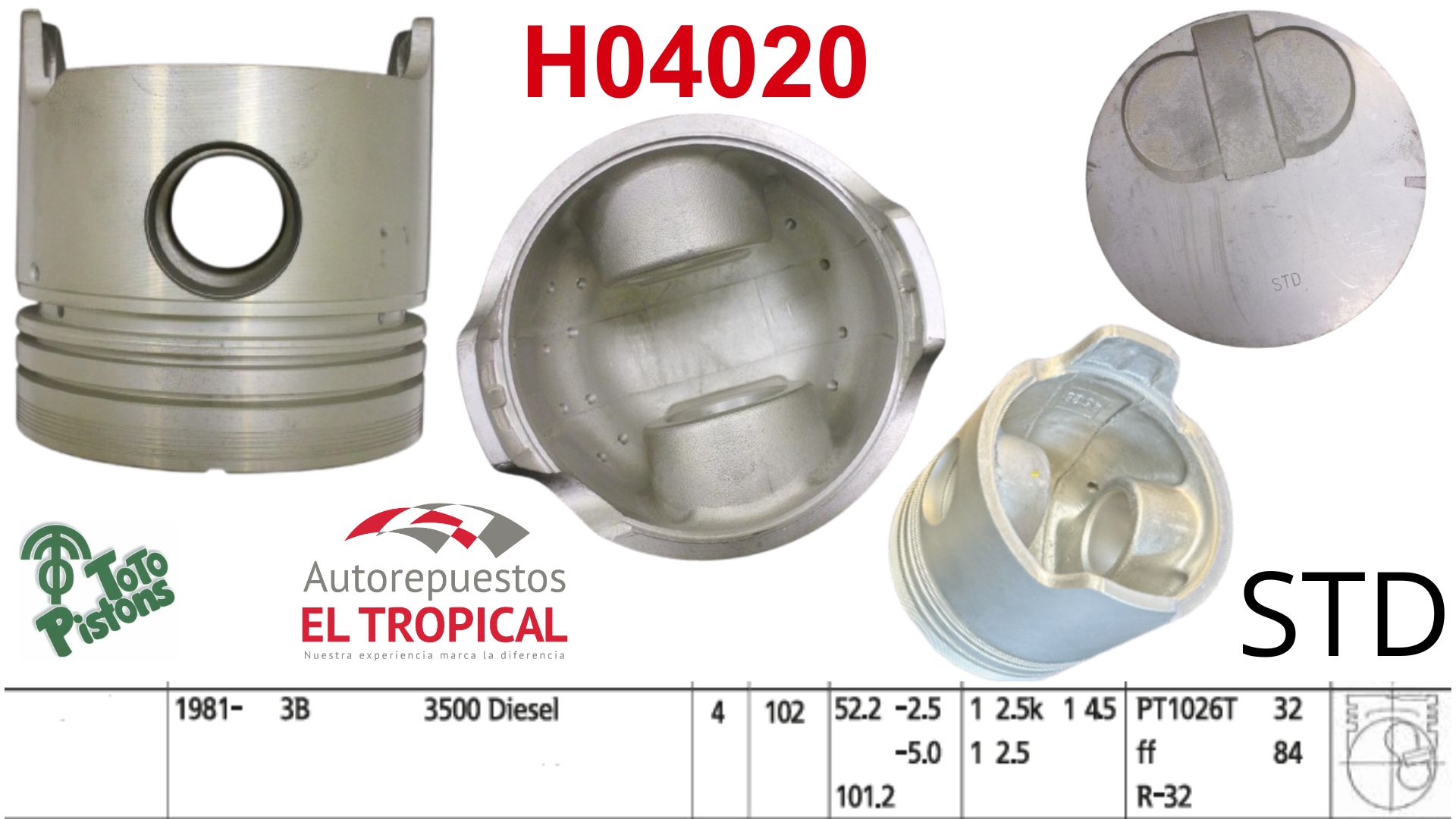 PISTONES STD 3B BJ40 81-88 3431cc
