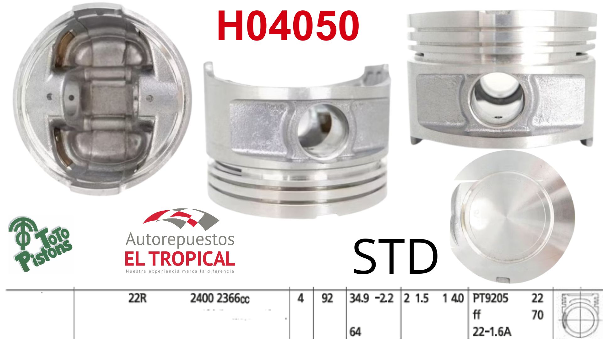 PISTONES STD 22RE 85- 2366c BAJA COMP.