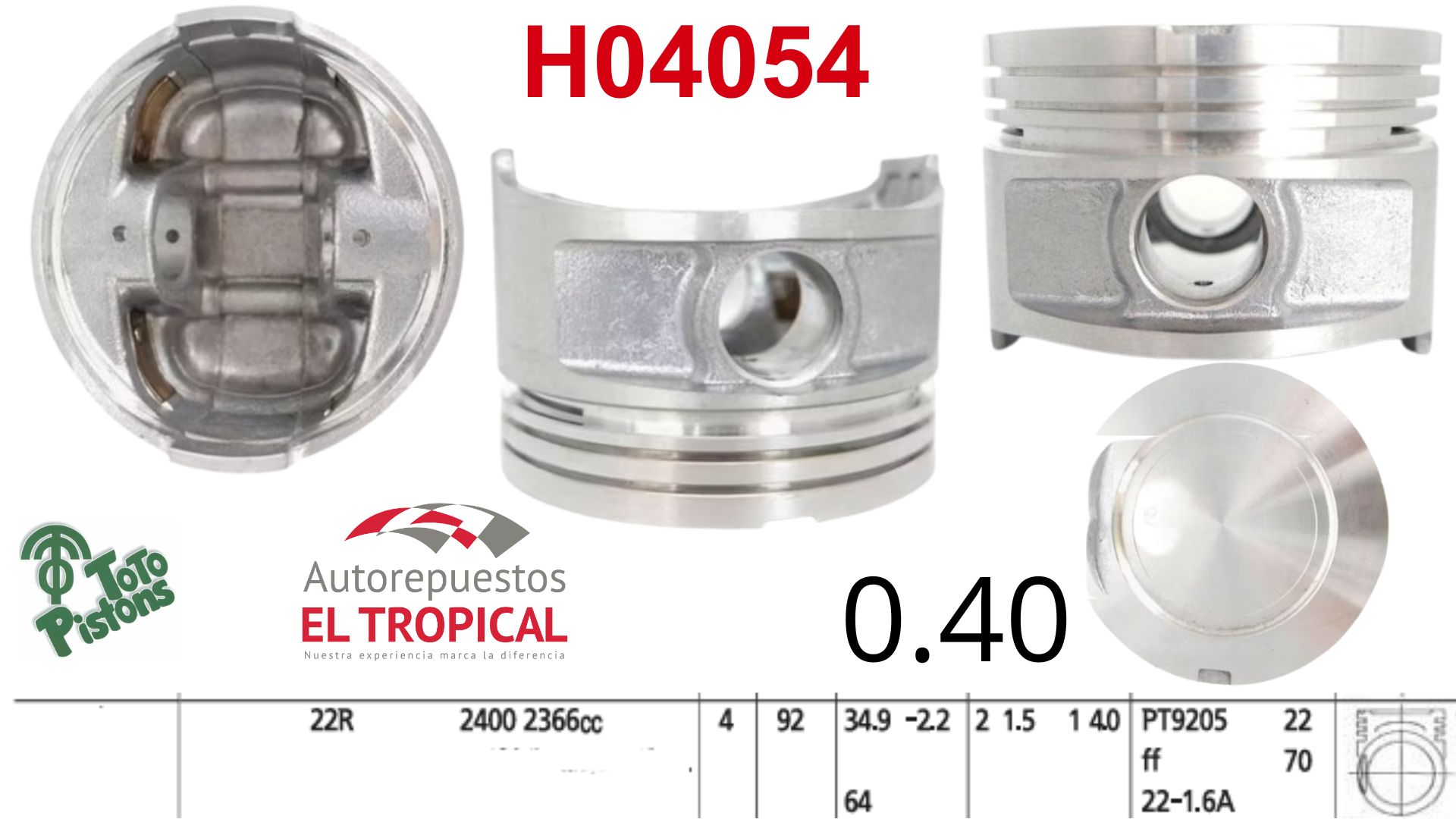 PISTONES 040 22RE 85- 2366c BAJA COMP.