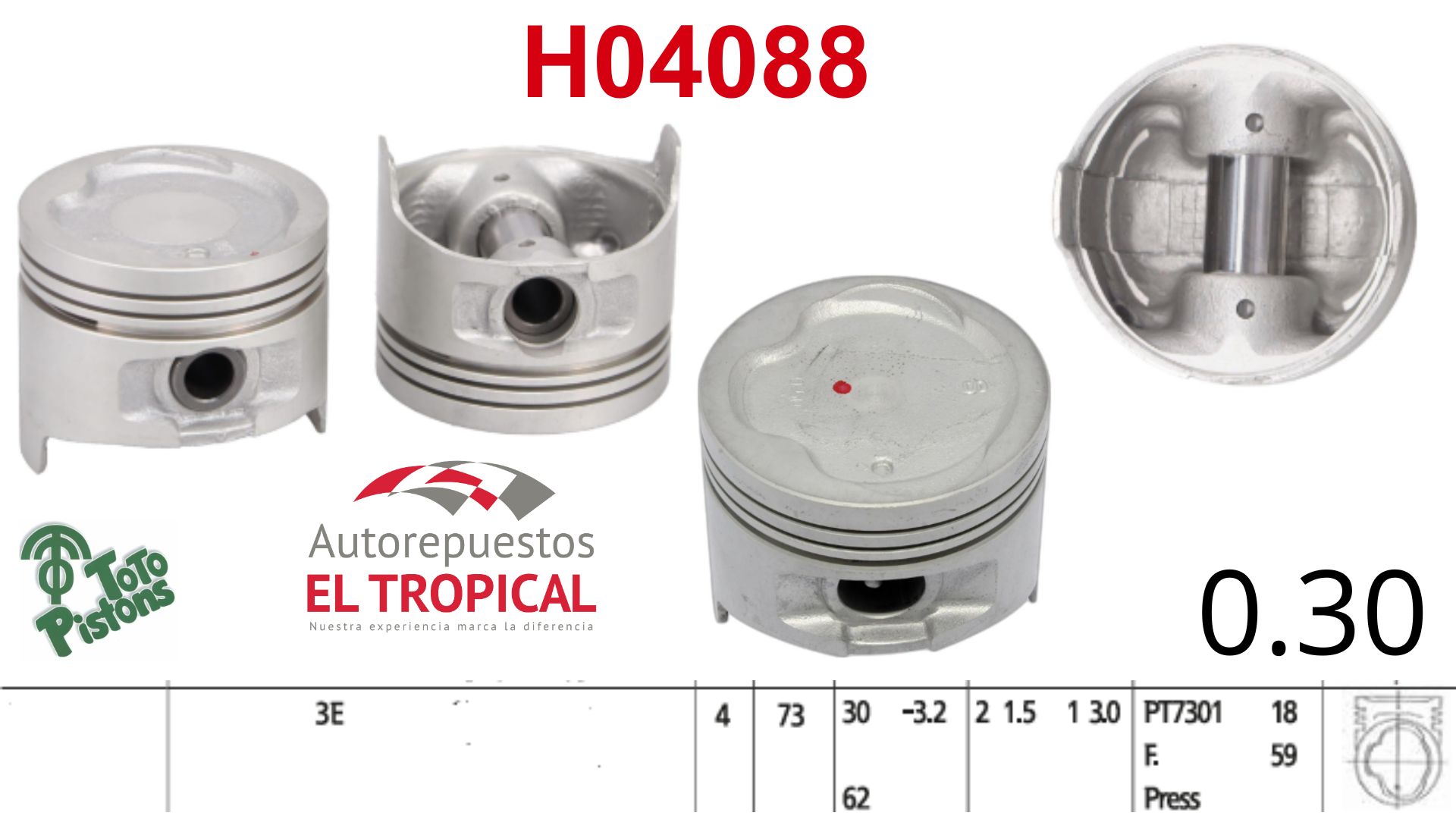 PISTONES 030 3E 1456cc 12V CARB/INY.
