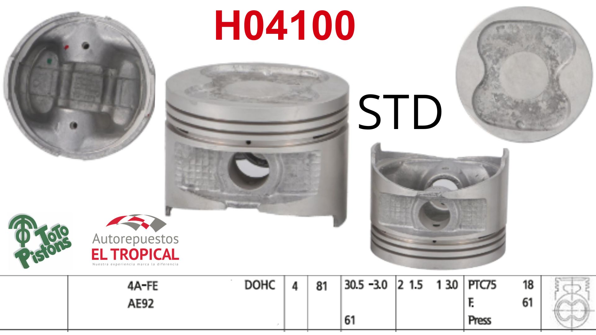 PISTONES STD 4AFE-III 16V 1587cc