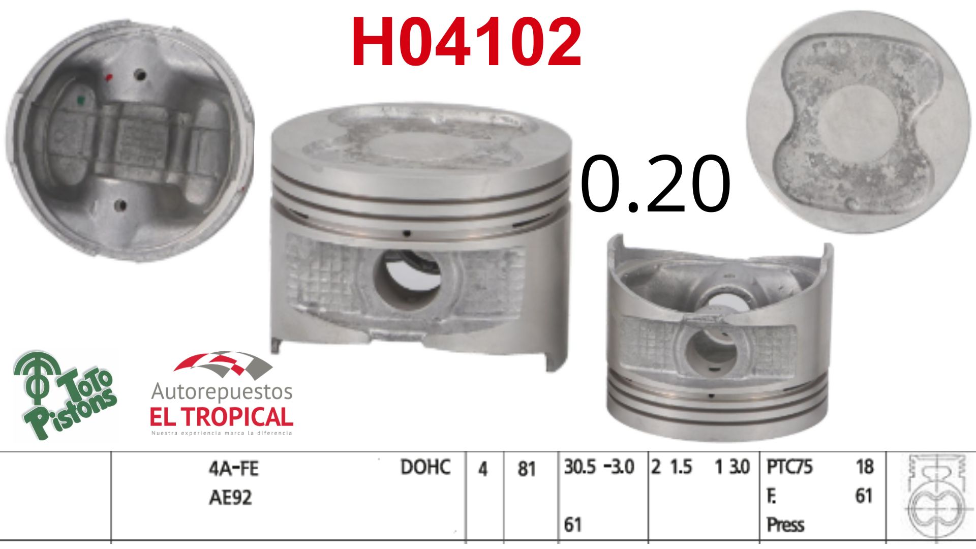 PISTONES 020 4AFE-III 16V 1587cc