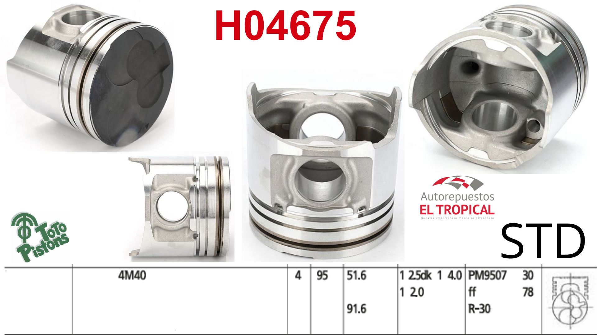PISTONES STD 4M40-T 2.8D 1ro CONICO