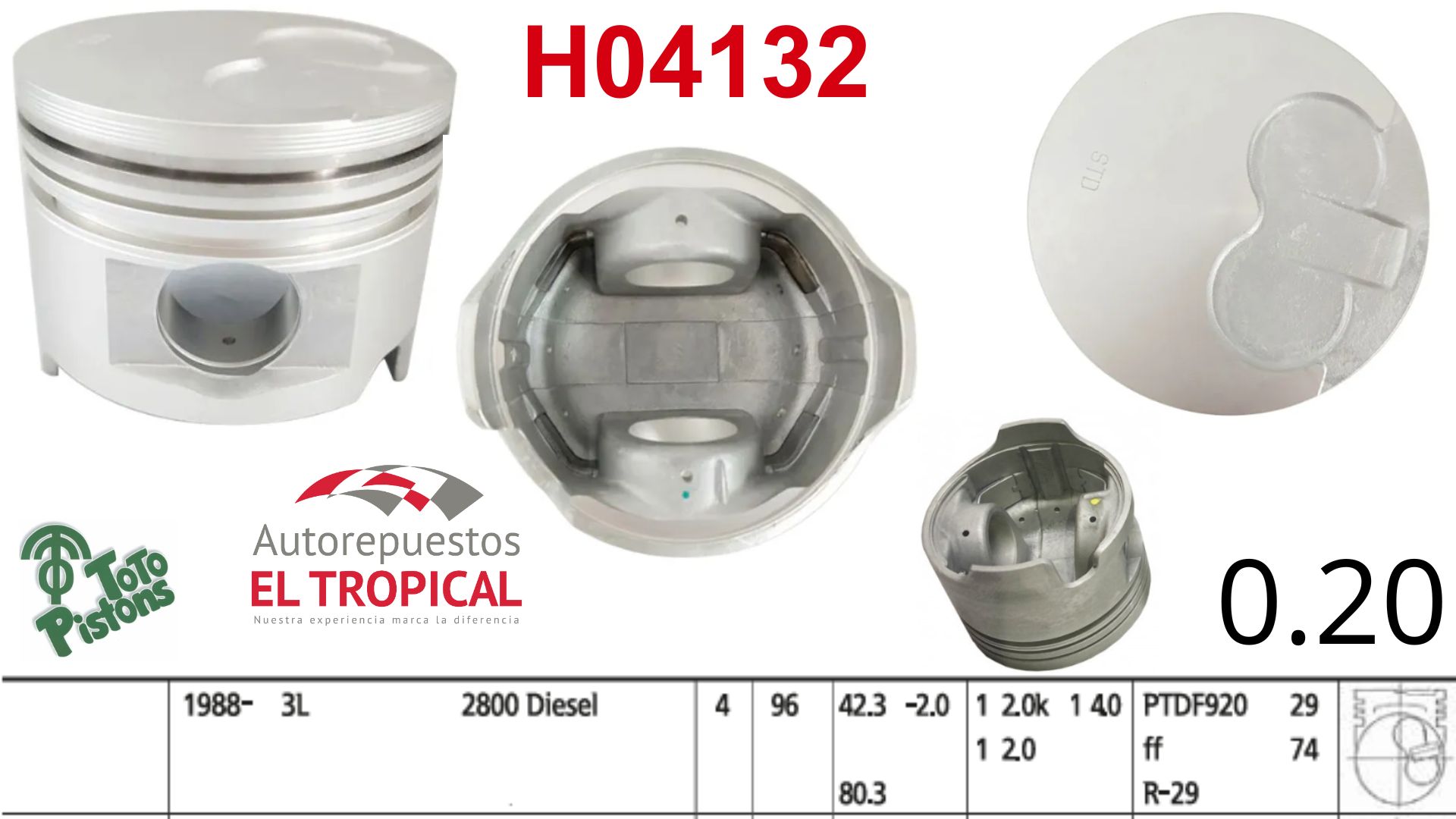 PISTONES 020 3L 89- 2779cc
