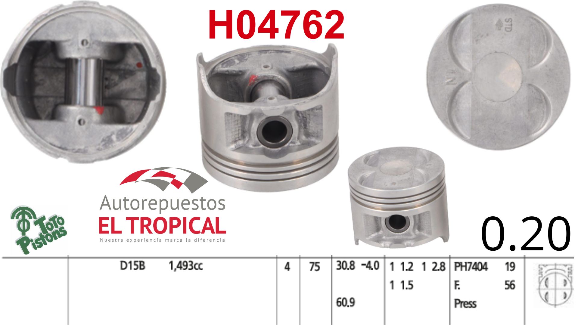 PISTONES 020 D15B INYECT.75. 50mm 88-91