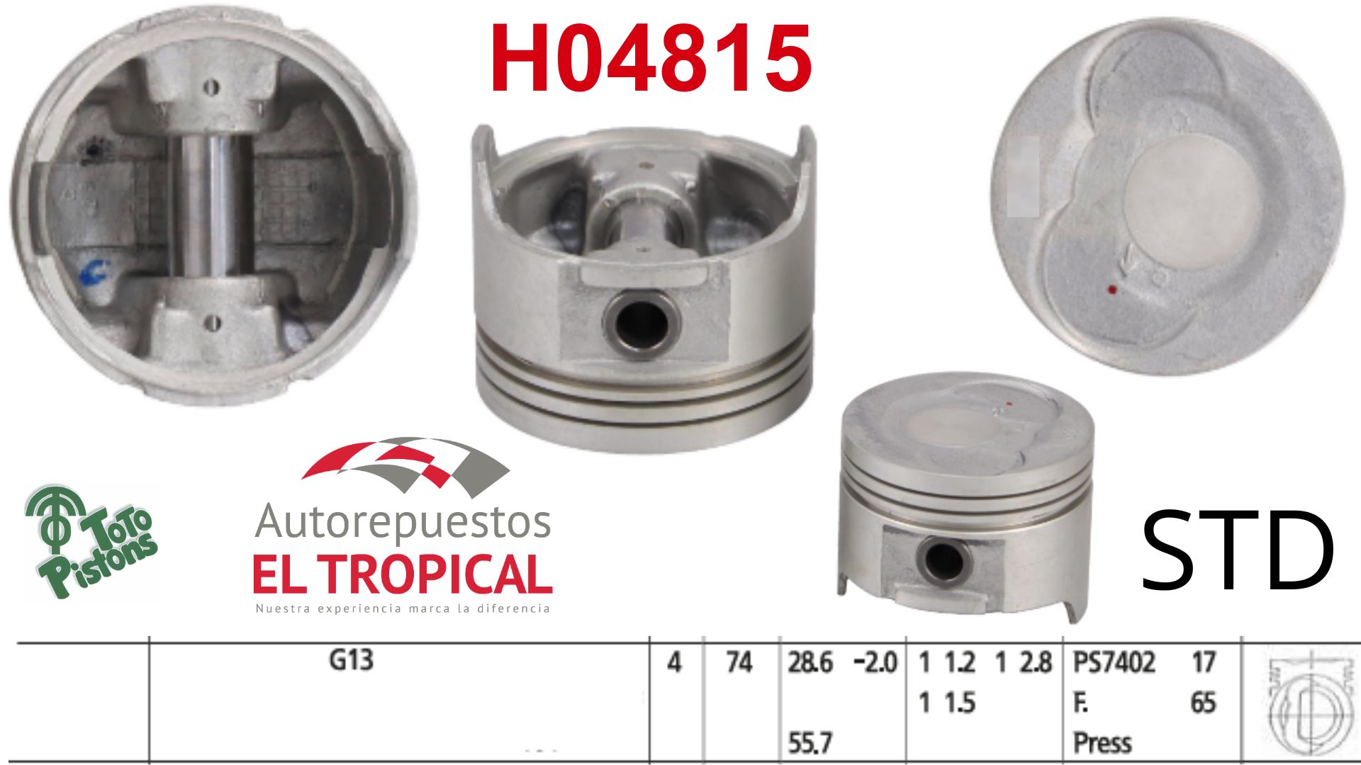 PISTONES STD G10 METRO 3CYL. 89-00