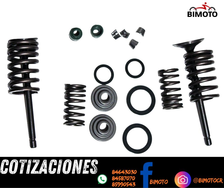 KIT VALVULAS ZS150/RIDER150 C/RESORTES/CASQUILLOS/SELLOS COMPLETO